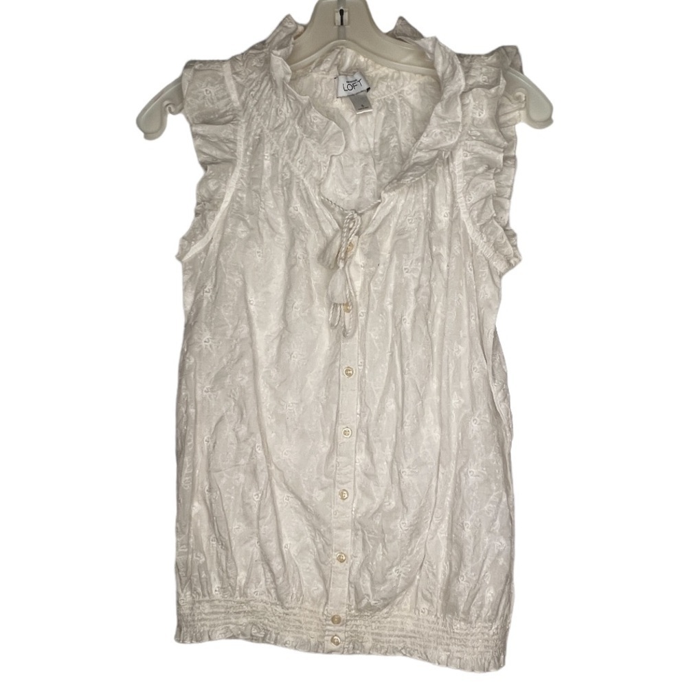 Loft White Cotton‎ Top